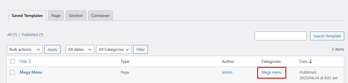 Assign Mega Menu Category