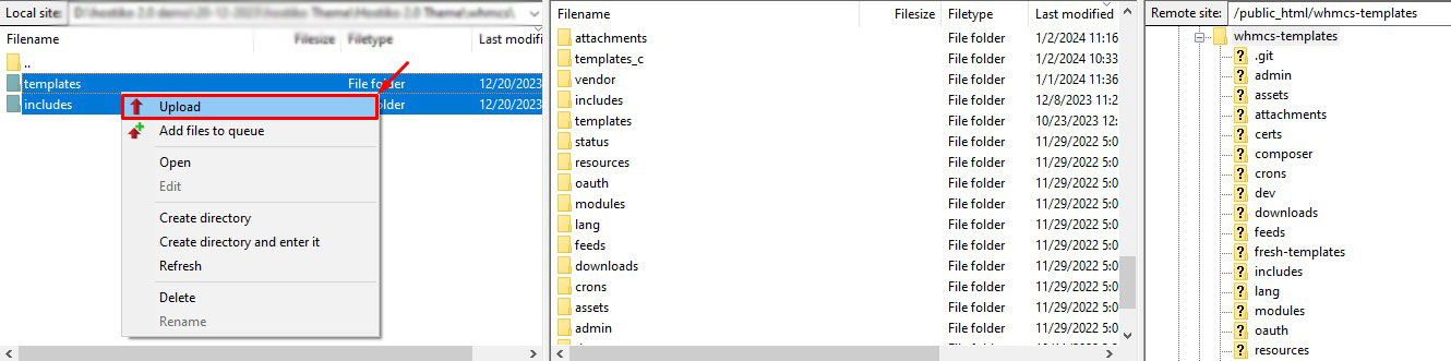 Upload WHMCS Theme Files