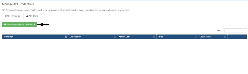 Generate New API Credentials