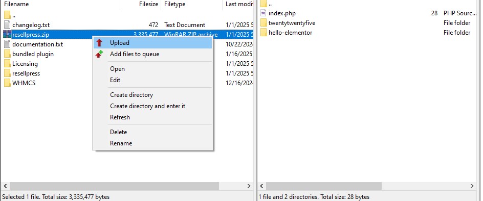 Upload theme via FTP